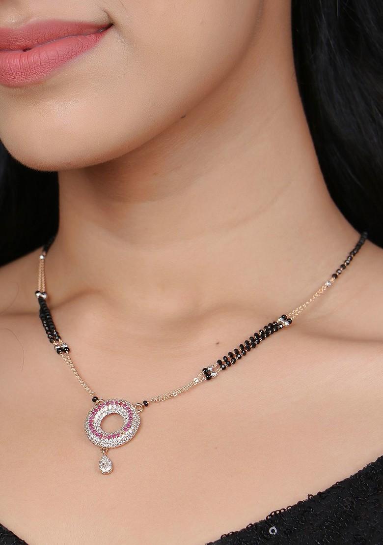 Gold Stone Studded  Silver Plated  Mangalsutra