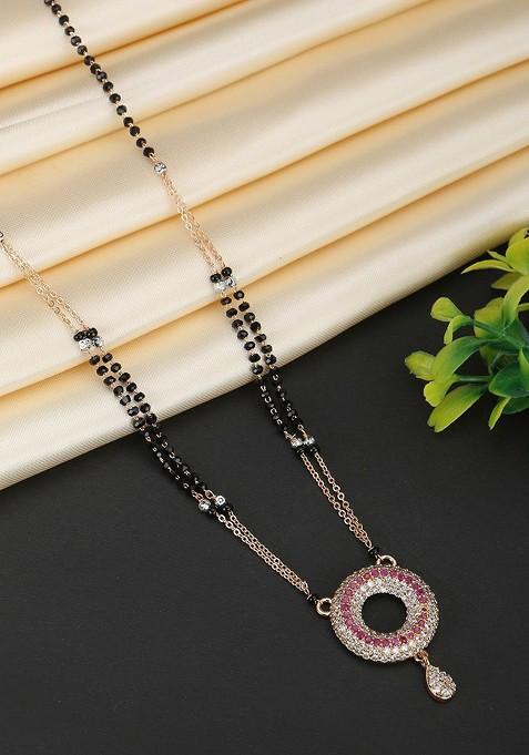 Gold Stone Studded  Silver Plated  Mangalsutra