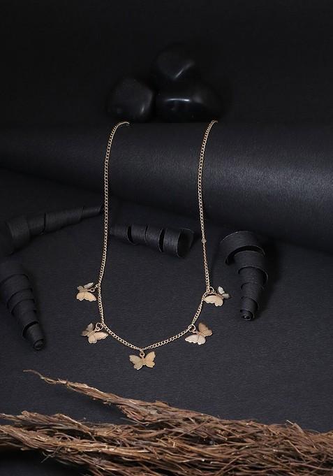 Gold Butterfly Design Gold Plated Necklace