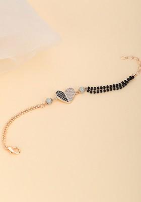 Gold Stone Studded And Beaded Gold Plated Mangalsutra