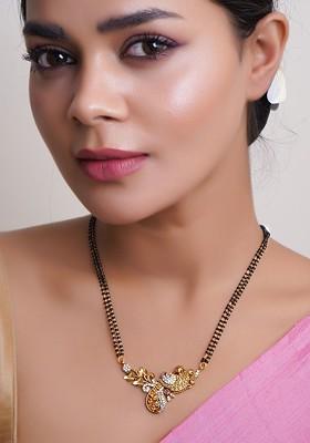 Gold Artificial Stones And Beads Gold Plated Mangalsutra