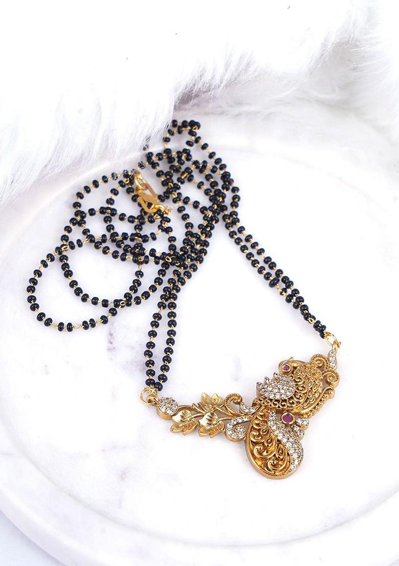 Gold Artificial Stones And Beads Gold Plated Mangalsutra
