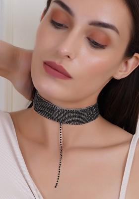 Black Plain Brass Necklace