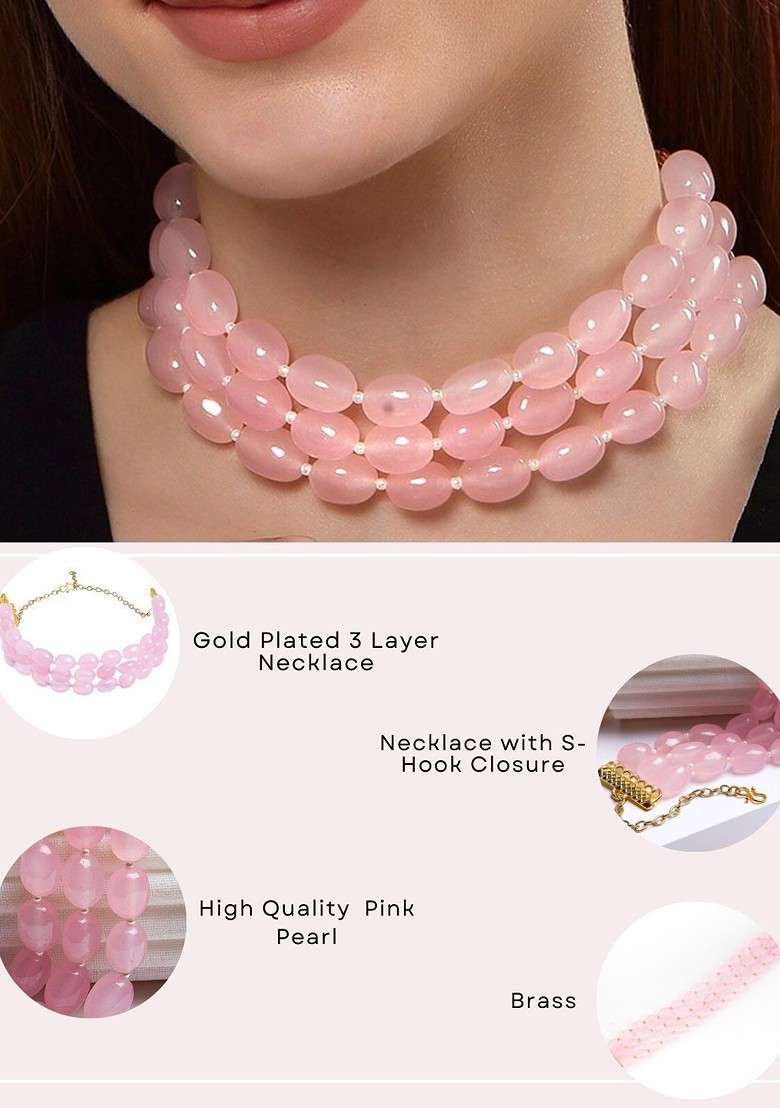 Gold Pearl Beaded Gold Plated Necklace - Indya