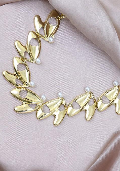 Gold Plain Brass Necklace