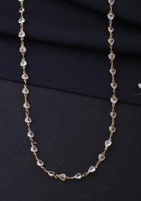 Gold Plated Heart Shaped Stone Studded Chain