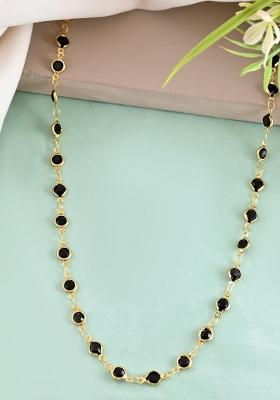 Gold Plated Black Stone Studded Chain