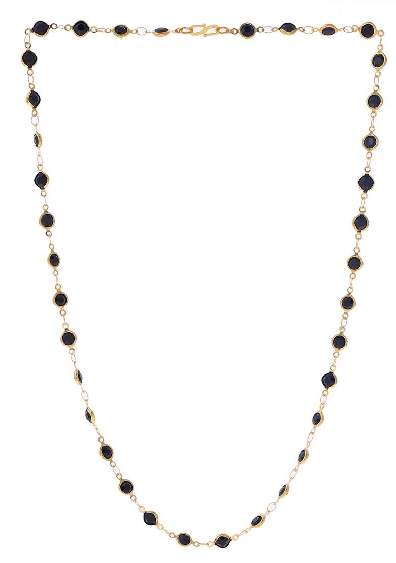 Gold Plated Black Stone Studded Chain