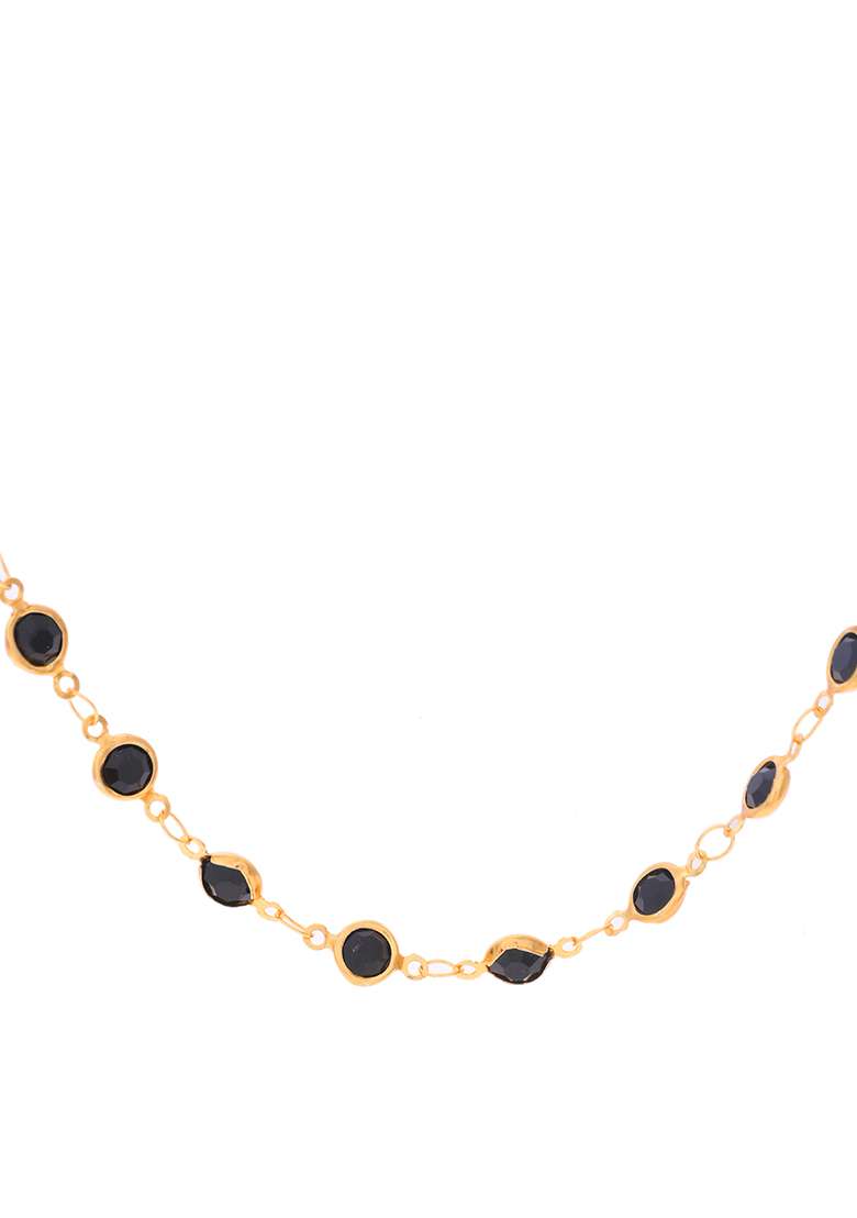 Gold Plated Black Stone Studded Chain - Indya