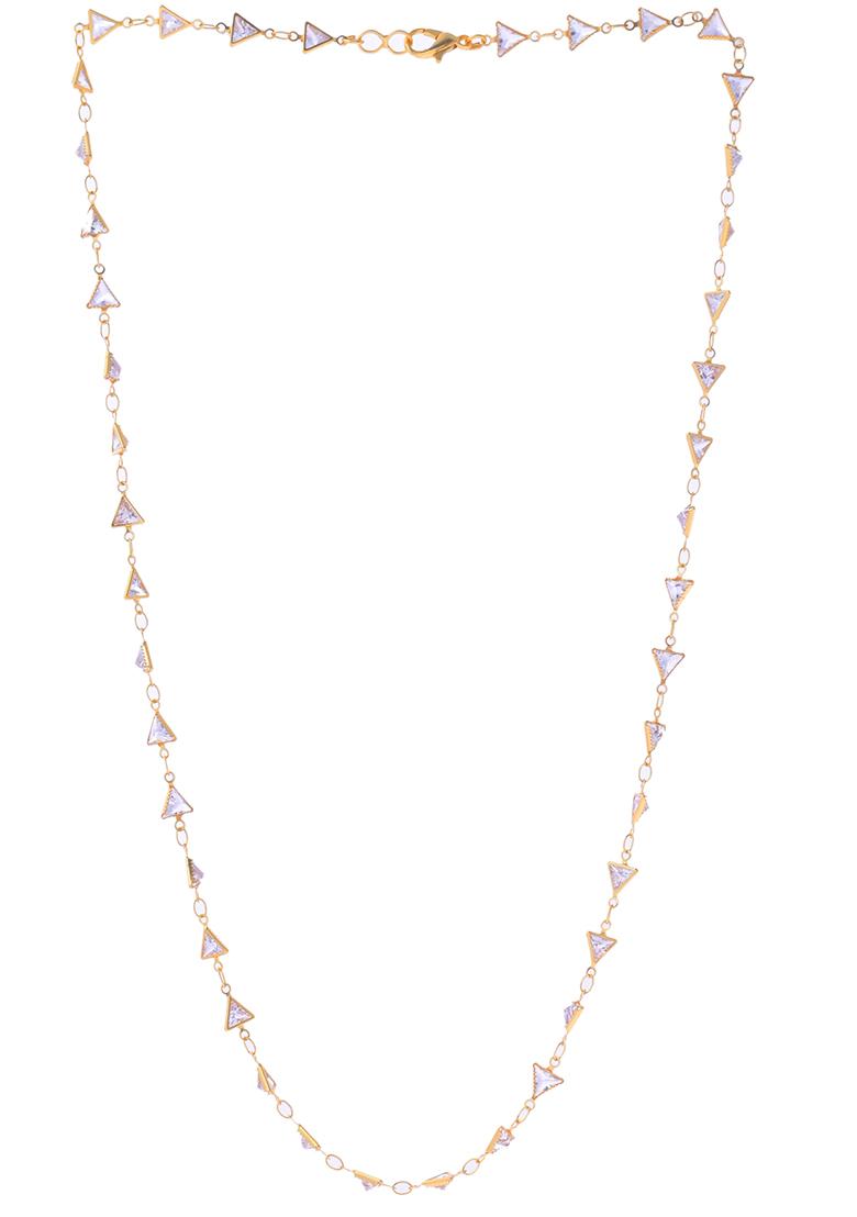 Gold Plated Triangular Stone Studded Chain