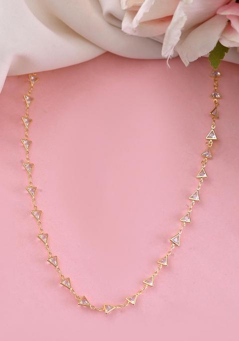 Gold Plated Triangular Stone Studded Chain