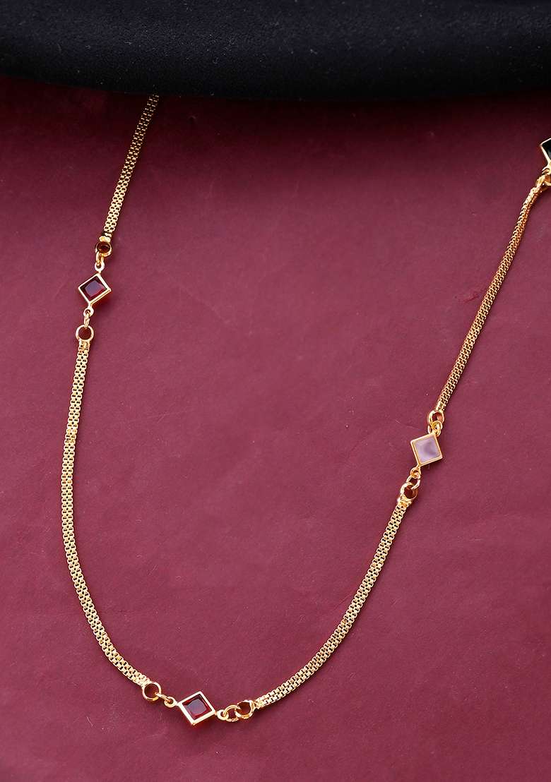 Gold Plated Square Shapped Stainless Steel Chain - Indya