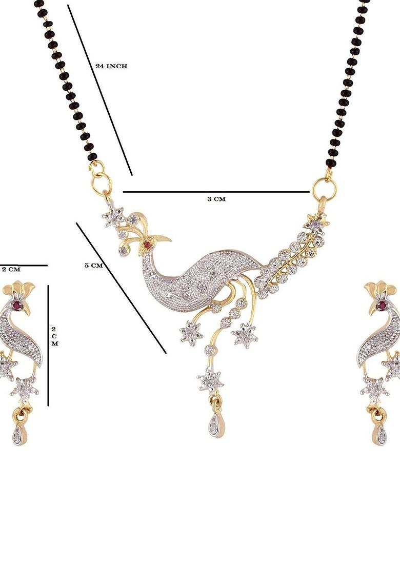 Gold Beaded Gold Plated Mangalsutra With Earrings