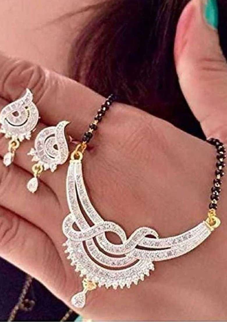 Gold Stone Studded Gold Plated Mangalsutra - Indya