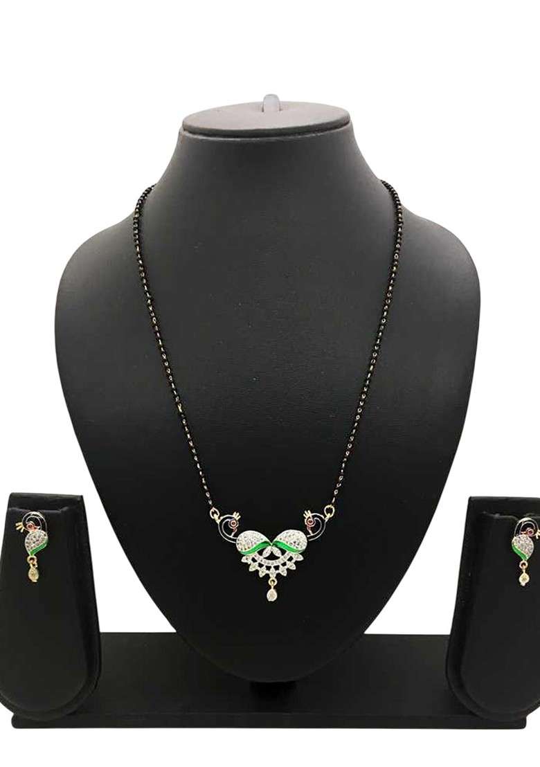 Gold Stone Studded Gold Plated Mangalsutra - Indya