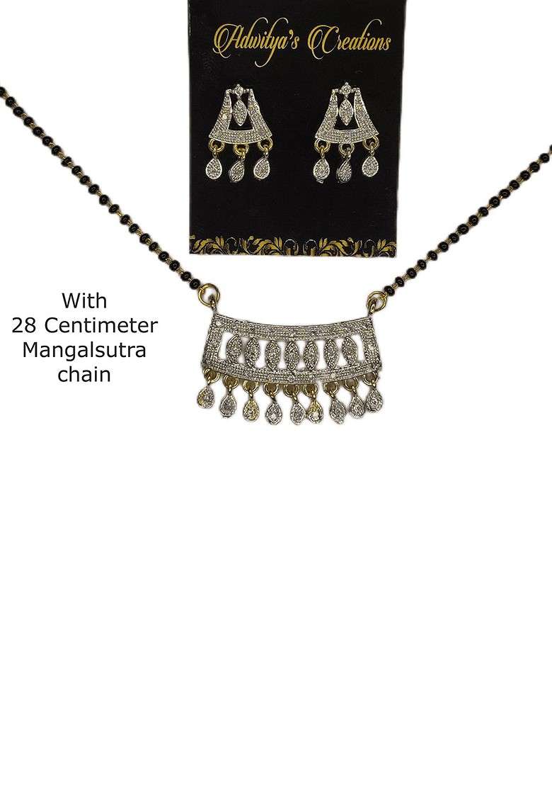 Gold Beaded Silver Plated Mangalsutra - Indya
