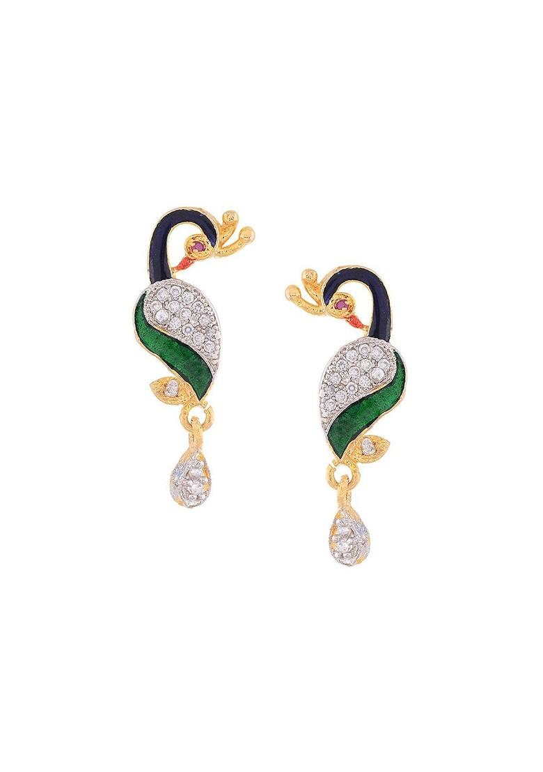 Gold Peacock Gold Plated Mangalsutra With Earrings