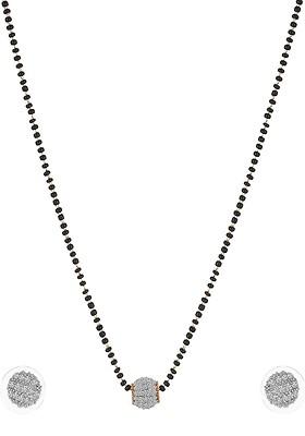 Gold Beaded Gold Plated Mangalsutra With Earrings