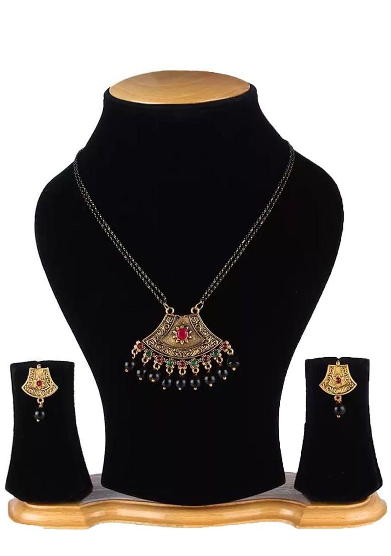 Black Beaded Gold Plated Mangalsutra