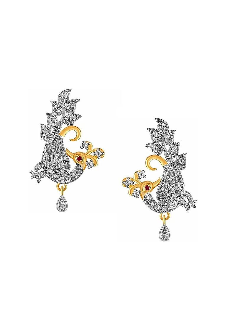 Gold Stone Studded Gold Plated Mangalsutra With Earrings