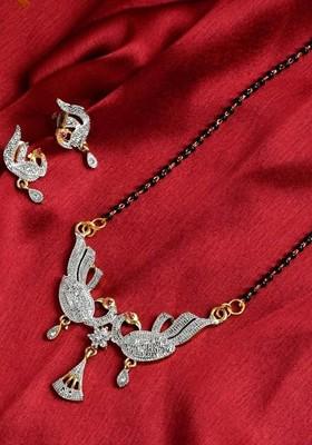 Gold Beaded Gold Plated Mangalsutra With Earrings