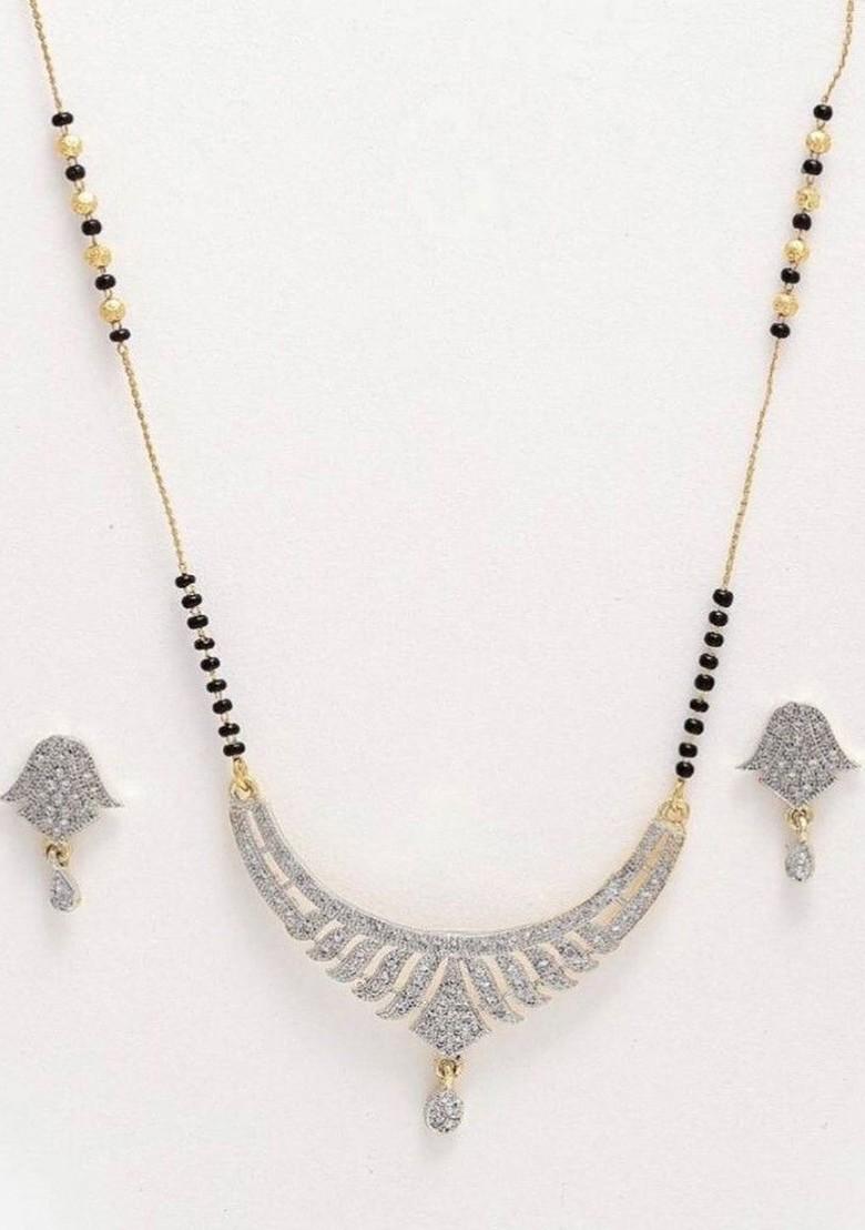 Gold Beaded Gold Plated Mangalsutra With Earrings