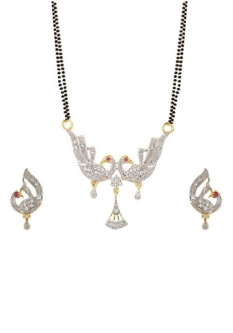 Silver Stone Studded Silver Plated Mangalsutra