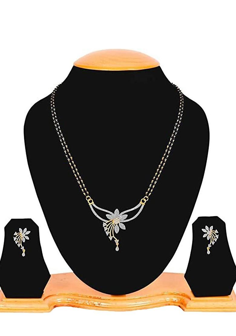 Silver Beaded Silver Plated Mangalsutra With Earrings