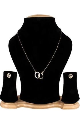 Gold Beaded Gold Plated Mangalsutra With Earrings