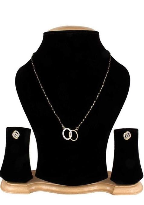 Gold Beaded Gold Plated Mangalsutra With Earrings