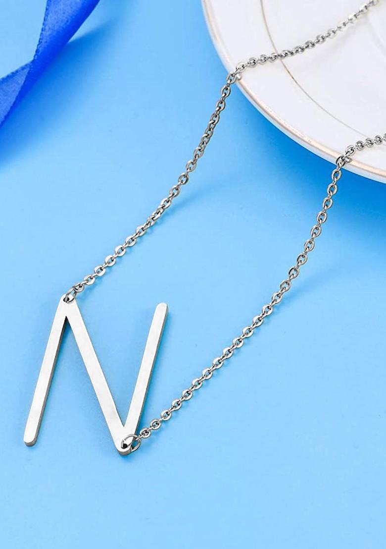 Silver N Alphabet 925 Sterling Silver Pendant