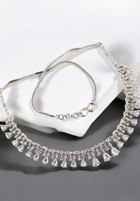 Silver American Diamond Silver Plated Necklace