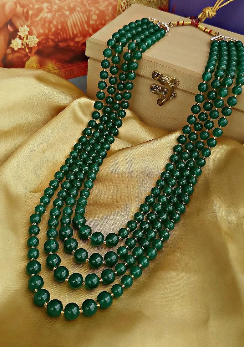 Green Studs Gold Plated Necklace