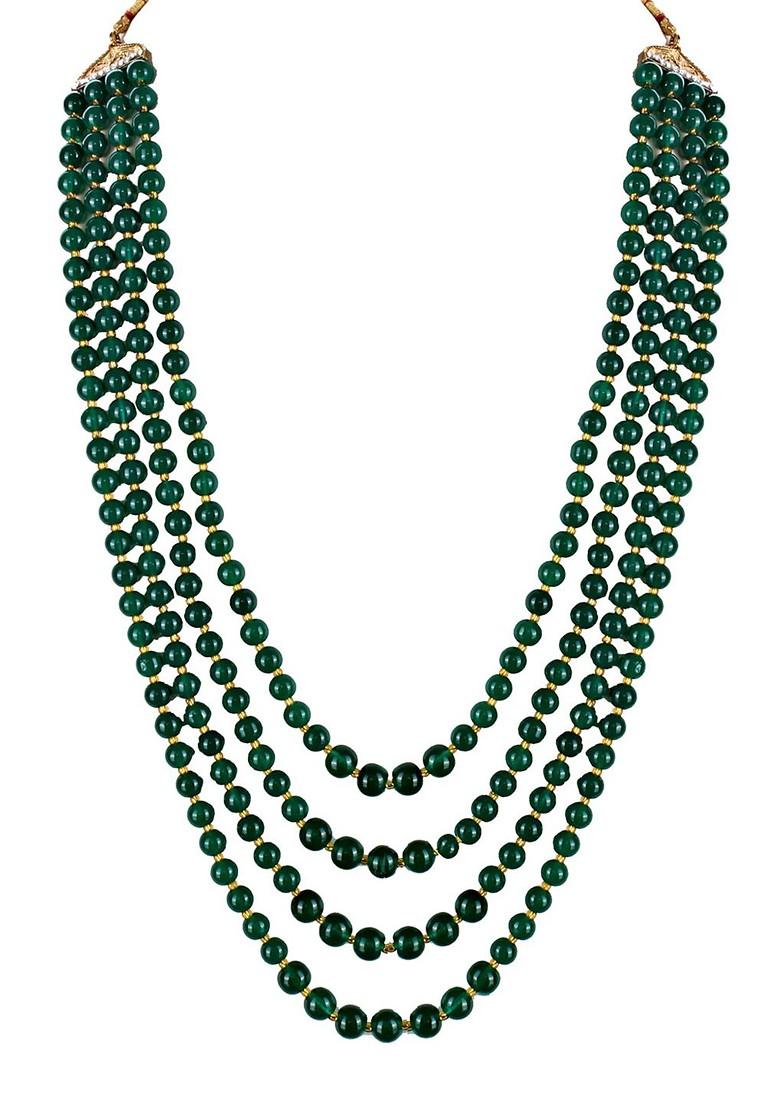 Green Studs Gold Plated Necklace
