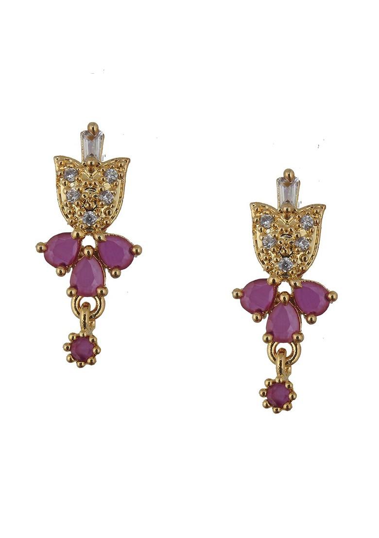 Magenta Studded Gold Plated Mangalsutra Set