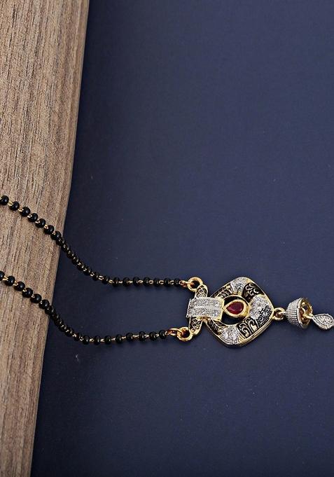 Black Studded Gold Plated Mangalsutra