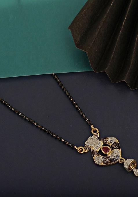 Black Studded Gold Plated Mangalsutra