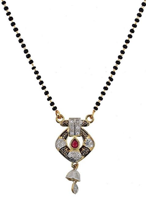 Black Studded Gold Plated Mangalsutra