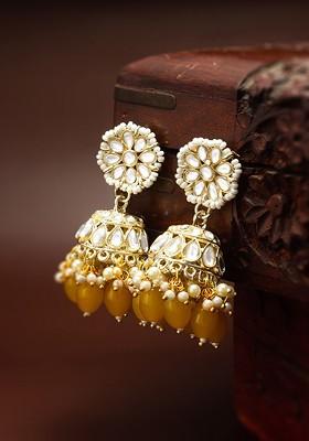 Gold Plated Geometric Jhumkas Earrings
