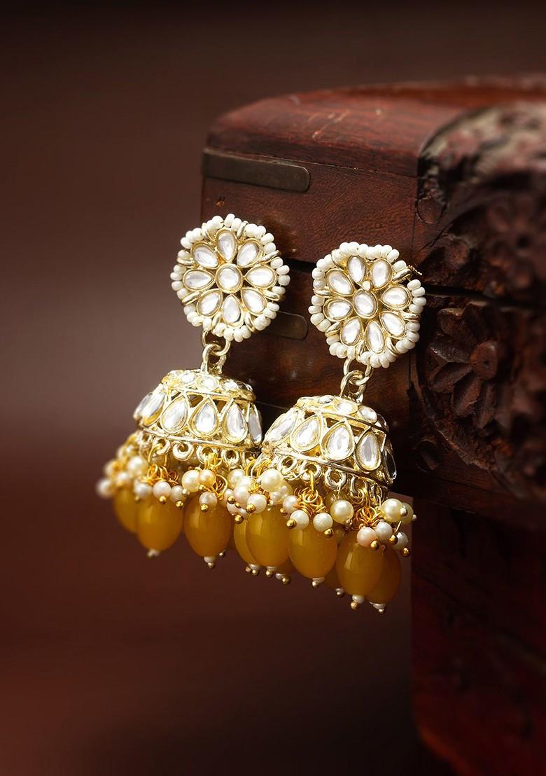 Gold Plated Geometric Jhumkas Earrings
