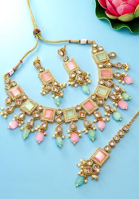 Gold Plated Kundan Studded Jewellery Set