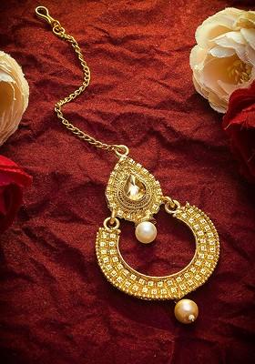 Gold Toned American Diamond Maangtikka