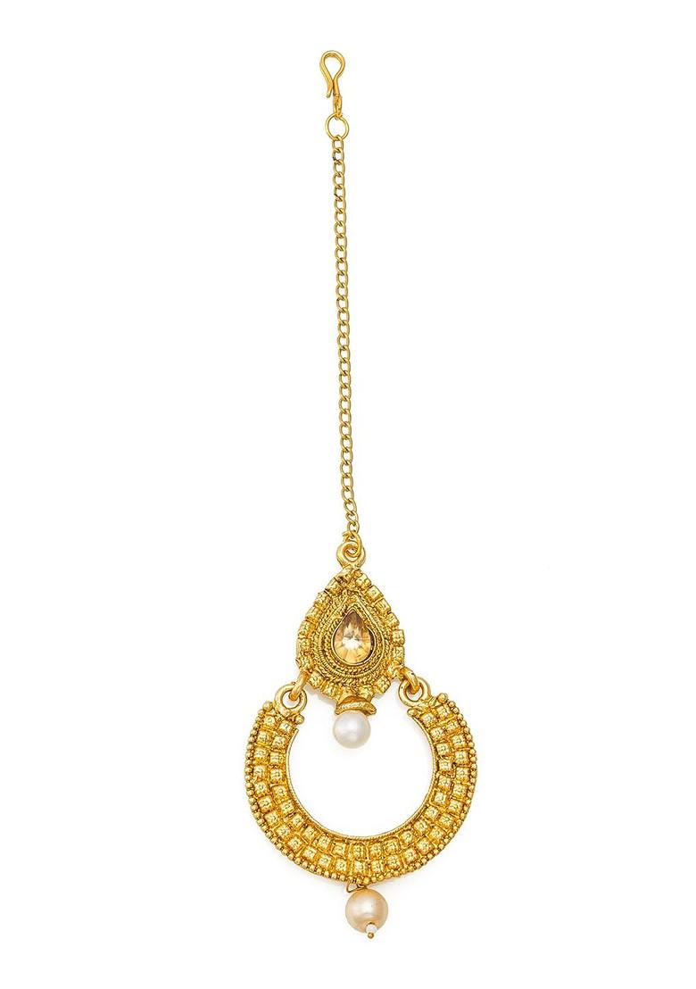 Gold Toned American Diamond Maangtikka