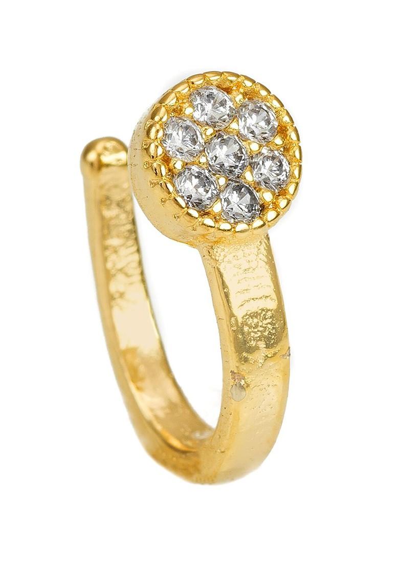 Gold Toned And Pink Ad Studded And Beaded Nathani Nosepin