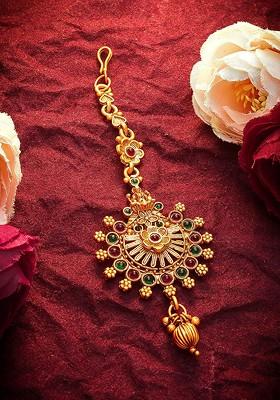 Gold Toned American Diamond Maangtikka