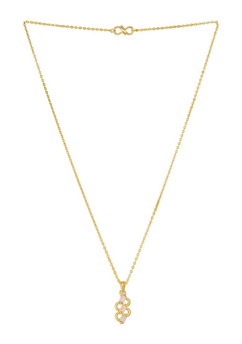 Gold Toned Artificial Stones Studded Pendant With Chain
