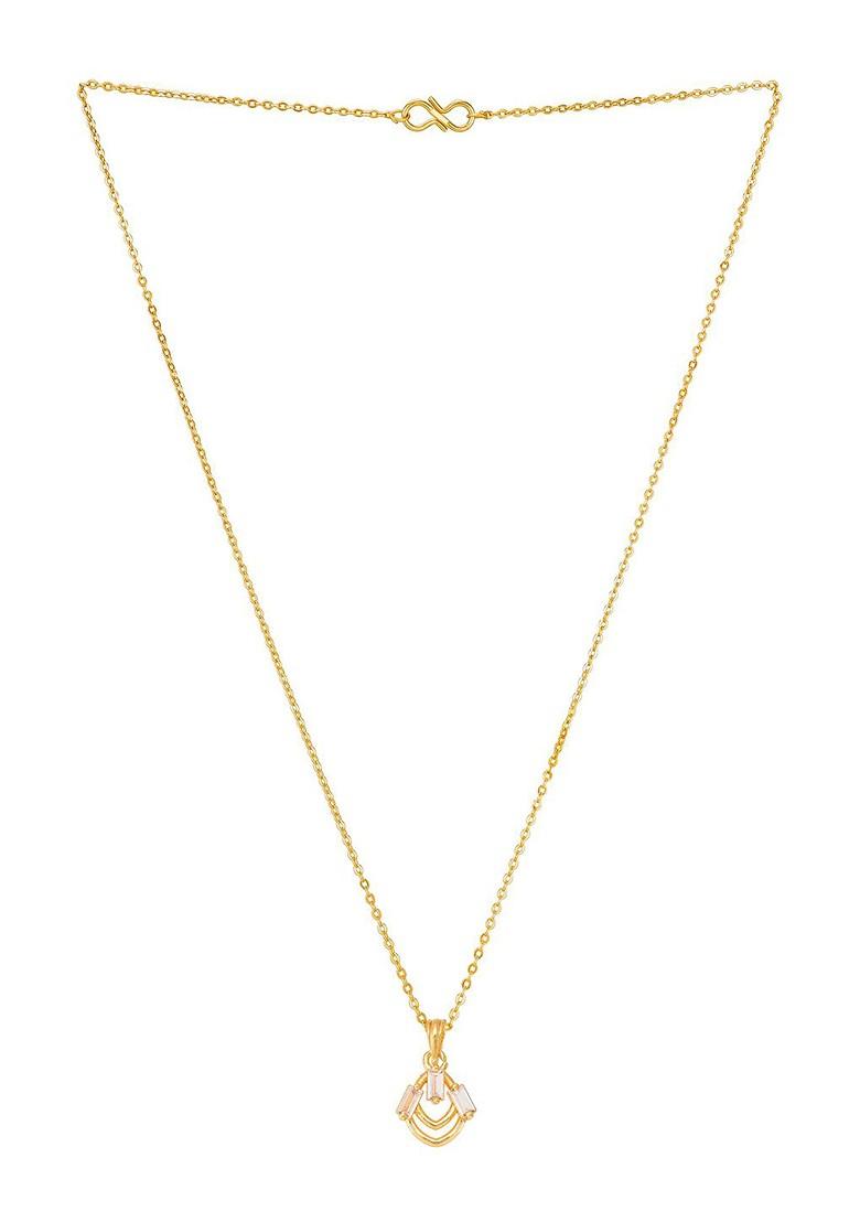 Gold Toned Artificial Stones Studded Pendant With Chain