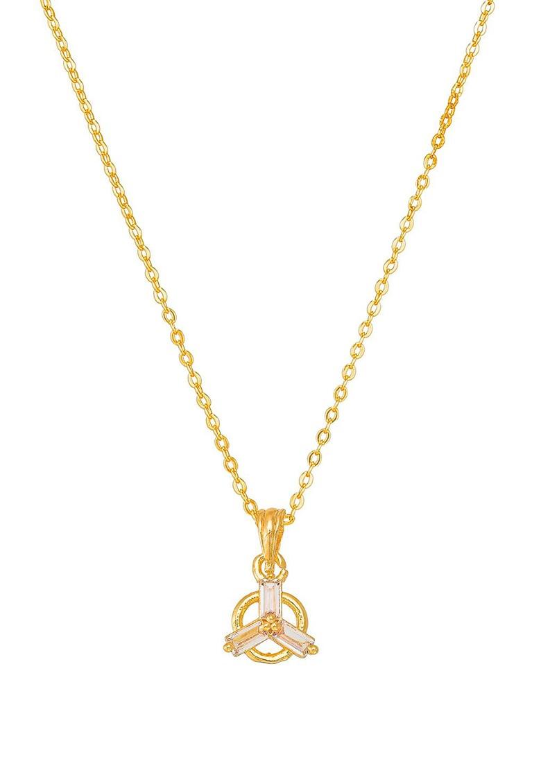 Gold Toned Artificial Stones Studded Pendant With Chain