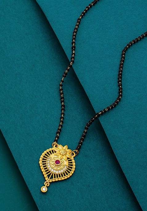 Gold Plated Black Beaded Mangalsutra