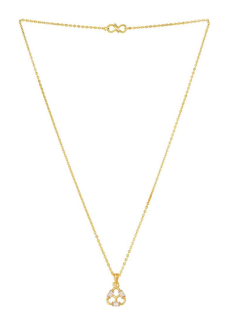 Gold Toned Artificial Stones Studded Pendant With Chain